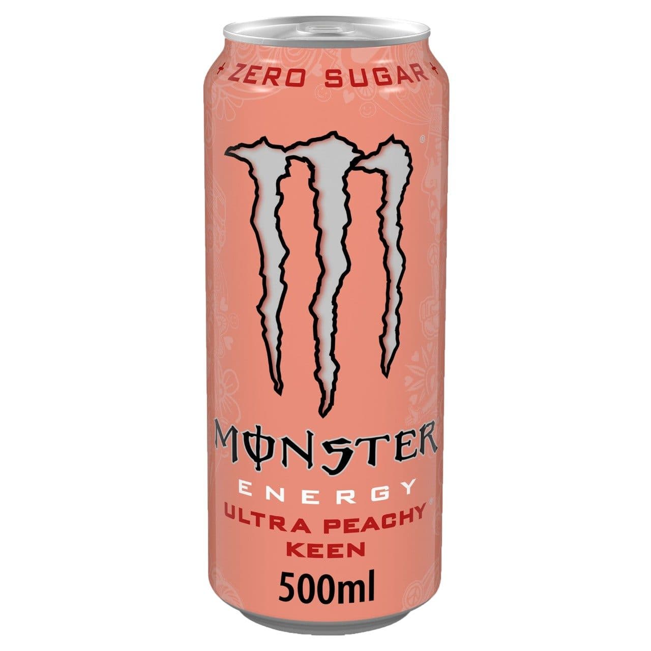 Monster Peachy Keen Zero Sugar Energy Drink Blikjes 50cl Tray 12 Stuks