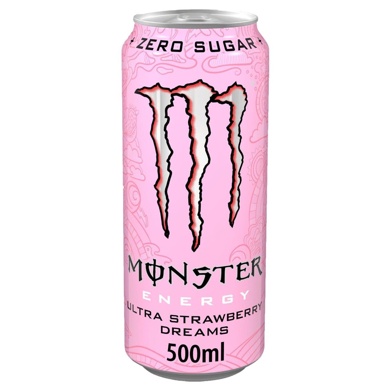 Monster Ultra Strawberry Dreams Zero Suikervrij Energy Drink Blikjes 50cl Tray 12 Stuks
